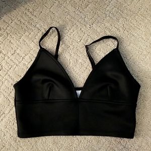 Black plung crop top